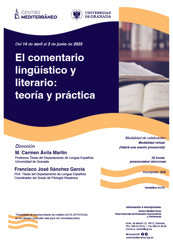 Imagen cartel curso comentario lingüístico y literarario
