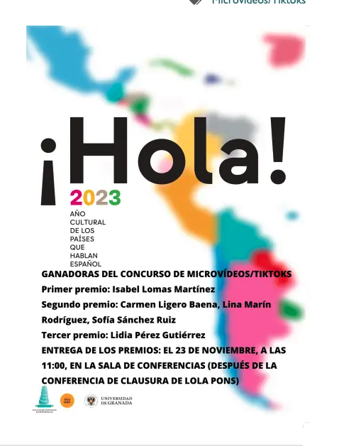 Cartel informativo sobre ganadoras de concursos "Año de países que hablan español"